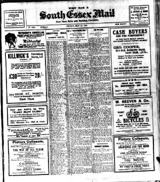 cover page of West Ham and South Essex Mail published on May 25, 1928