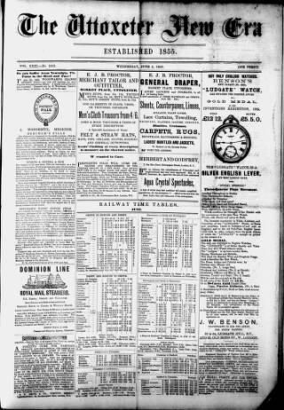cover page of Uttoxeter New Era published on June 2, 1886