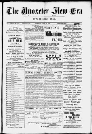 cover page of Uttoxeter New Era published on April 26, 1893