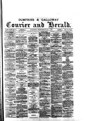 cover page of Dumfries & Galloway Courier and Herald published on June 2, 1886