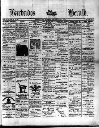 cover page of Barbados Herald published on December 2, 1889