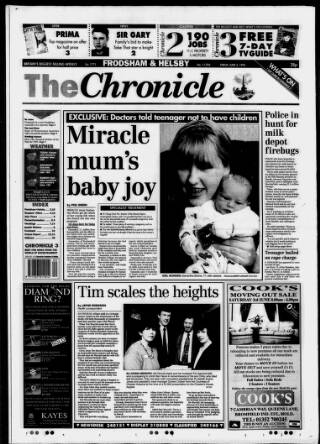 cover page of Chester Chronicle (Frodsham & Helsby edition) published on June 2, 1995