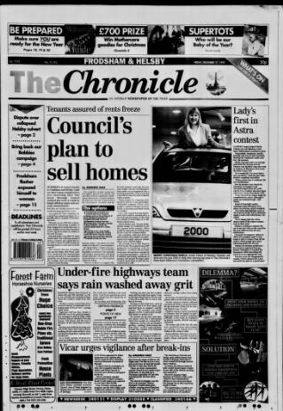 cover page of Chester Chronicle (Frodsham & Helsby edition) published on December 17, 1999