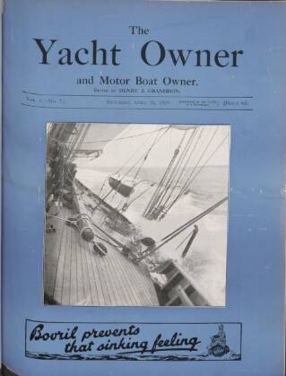cover page of Yacht Owner and Motor Boat Owner published on April 26, 1924