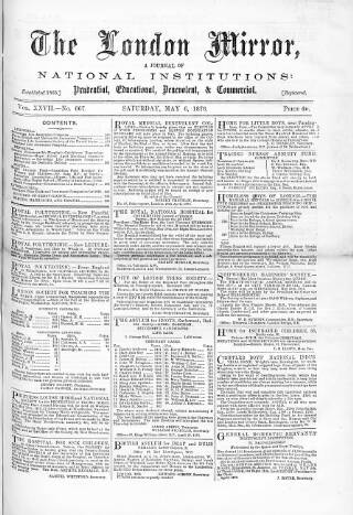 cover page of London Mirror published on May 6, 1876