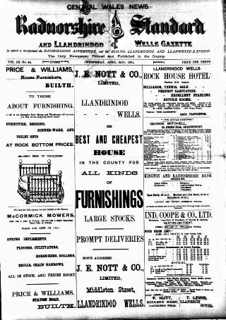 cover page of Radnorshire Standard published on April 24, 1901