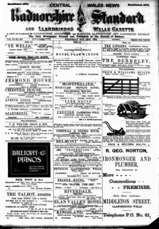 cover page of Radnorshire Standard published on May 25, 1904