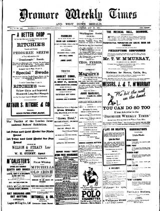 cover page of Dromore Weekly Times and West Down Herald published on May 28, 1910