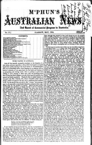 cover page of McPhun's Australian News published on May 1, 1854