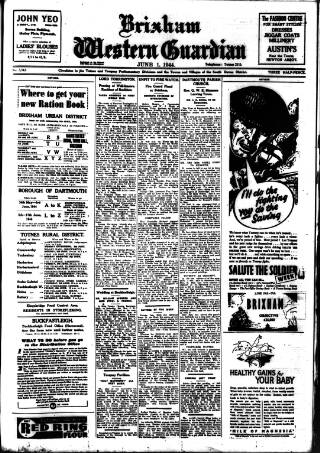 cover page of Brixham Western Guardian published on June 1, 1944
