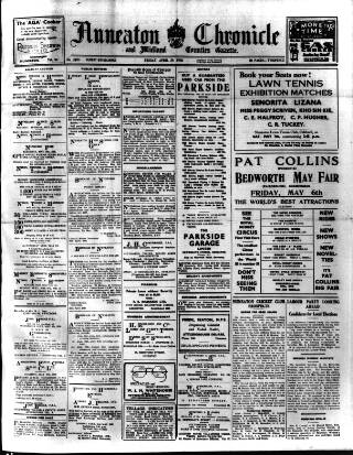 cover page of Nuneaton Chronicle published on April 29, 1938