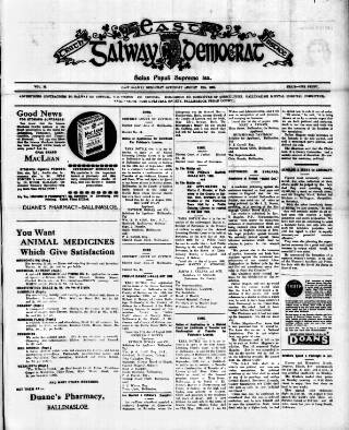 cover page of East Galway Democrat published on August 12, 1939