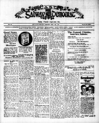 cover page of East Galway Democrat published on April 26, 1941