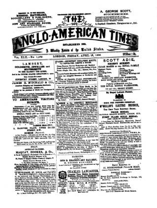 cover page of Anglo-American Times published on April 23, 1886