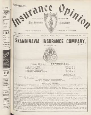 cover page of Insurance Opinion published on June 1, 1919