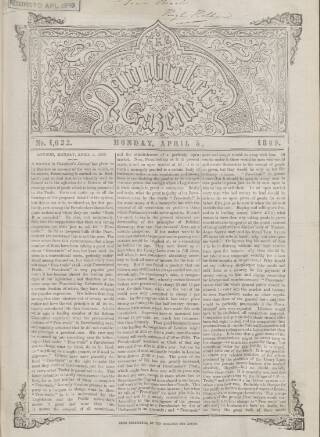 cover page of Pawnbrokers' Gazette published on April 5, 1869