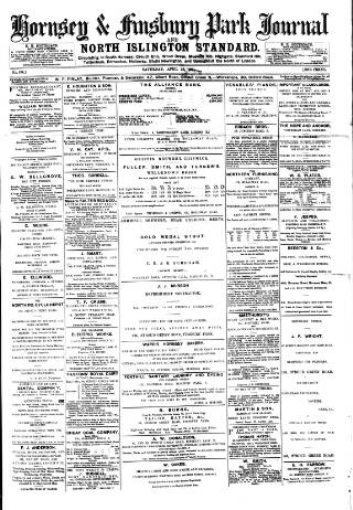 cover page of Hornsey & Finsbury Park Journal published on April 18, 1891
