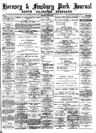 cover page of Hornsey & Finsbury Park Journal published on June 3, 1899