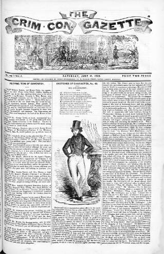 cover page of Crim. Con. Gazette published on June 15, 1839