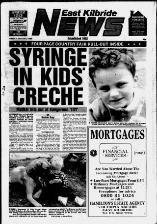 cover page of East Kilbride News published on June 2, 1989