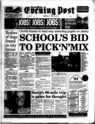 cover page of South Wales Daily Post published on April 16, 1997