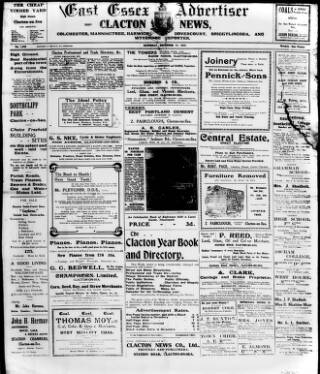cover page of East Essex Advertiser and Clacton News published on December 21, 1912