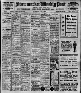 cover page of Stowmarket Weekly Post published on June 2, 1910