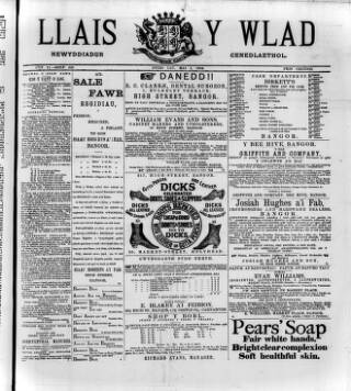 cover page of Llais Y Wlad published on May 1, 1884