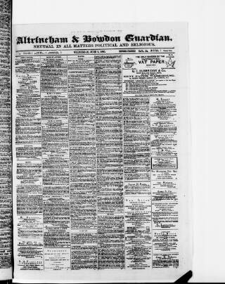 cover page of Altrincham, Bowdon & Hale Guardian published on June 2, 1880