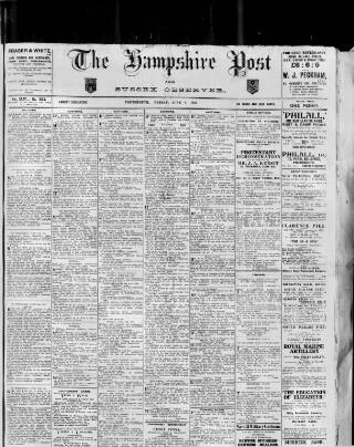 cover page of Hampshire Post and Southsea Observer published on June 2, 1911