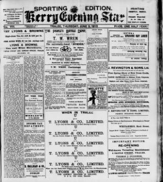 cover page of Kerry Evening Star published on June 2, 1910