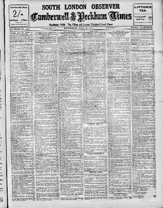 cover page of South London Observer published on May 25, 1921