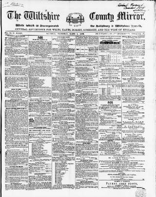 cover page of Wiltshire County Mirror published on March 4, 1863