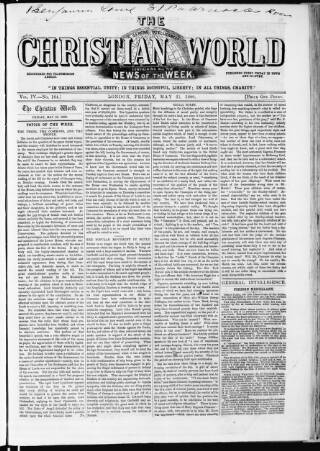 cover page of Christian World published on May 25, 1860