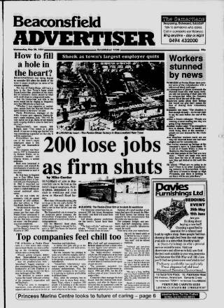 cover page of Beaconsfield Advertiser published on May 29, 1991