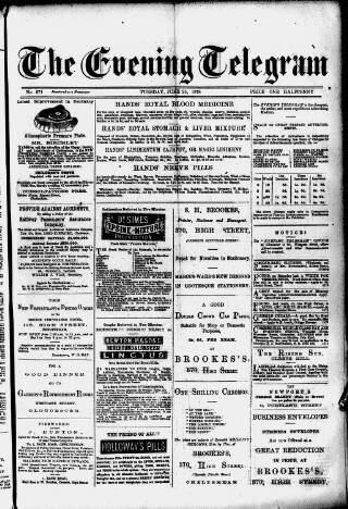 cover page of Evening Express Telegram (Cheltenham) published on June 25, 1878