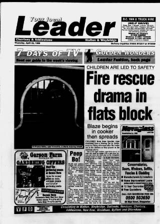 cover page of Chertsey & Addlestone Leader published on April 22, 1999
