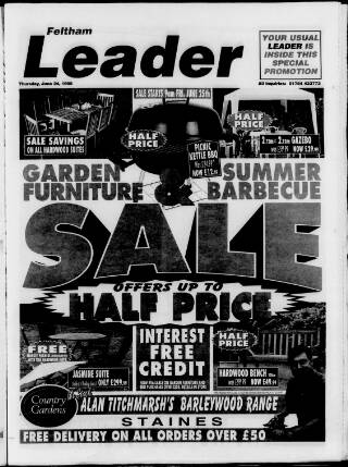 cover page of Feltham Leader published on June 24, 1999