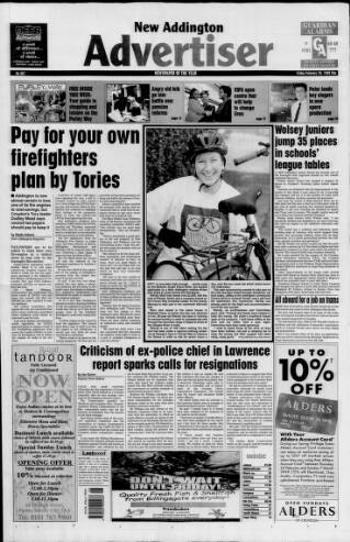 cover page of New Addington Advertiser published on February 26, 1999