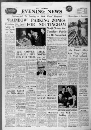 cover page of Nottingham Evening News published on February 25, 1960