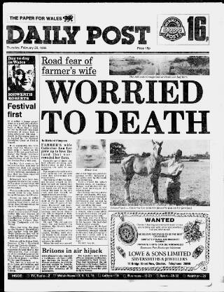 cover page of Liverpool Daily Post (Welsh Edition) published on February 28, 1985