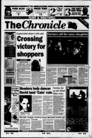 cover page of Flint & Holywell Chronicle published on March 29, 1996