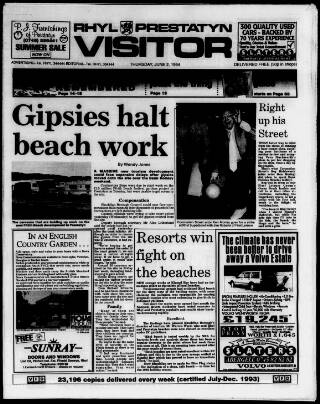 cover page of Rhyl, Prestatyn Visitor published on June 2, 1994