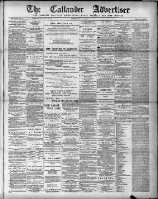 cover page of Callander Advertiser published on June 2, 1888