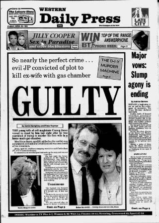 cover page of Western Daily Press published on April 23, 1993
