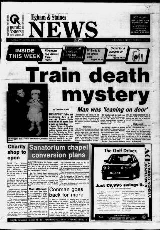 cover page of Staines & Egham News published on April 25, 1991