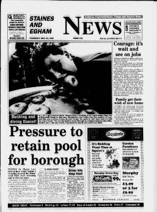 cover page of Staines & Egham News published on May 25, 1995