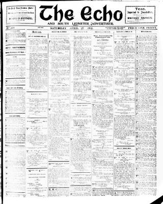cover page of Enniscorthy Echo and South Leinster Advertiser published on April 27, 1912