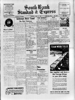 cover page of South Bank Express published on April 27, 1940