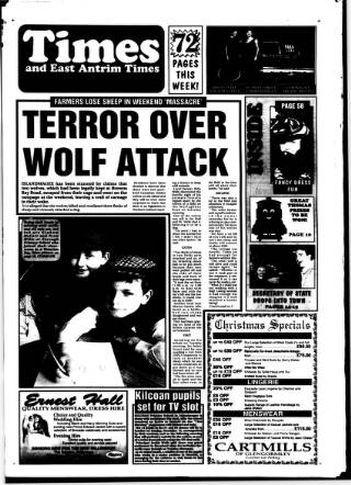 cover page of Larne Times published on December 2, 1999